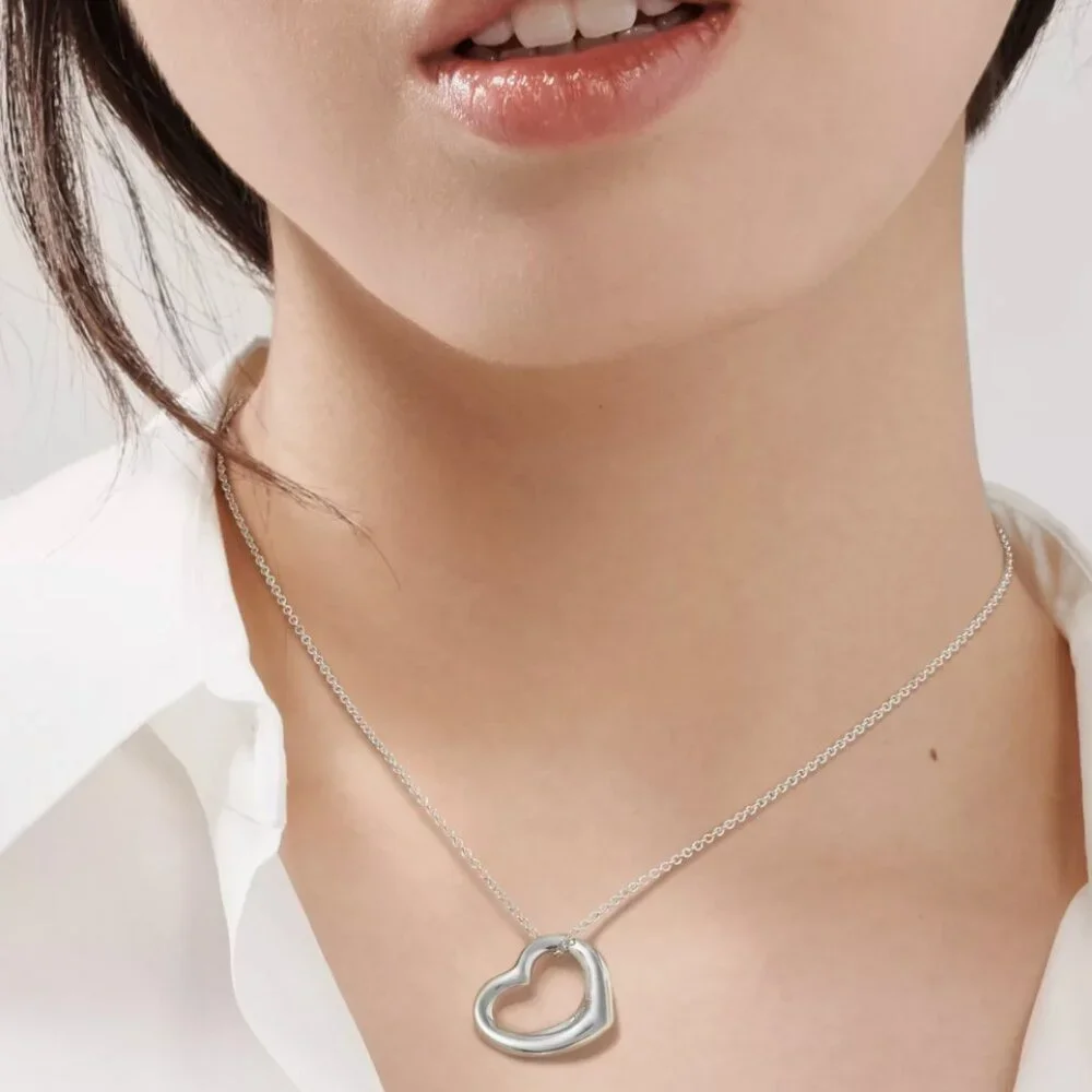 Tiffany and Co. Elsa Peretti Open Heart Pendant Necklace - Picture 5 of 7